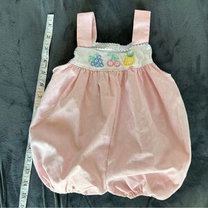 Pink Kids Matching Set with Embroidered Fruits